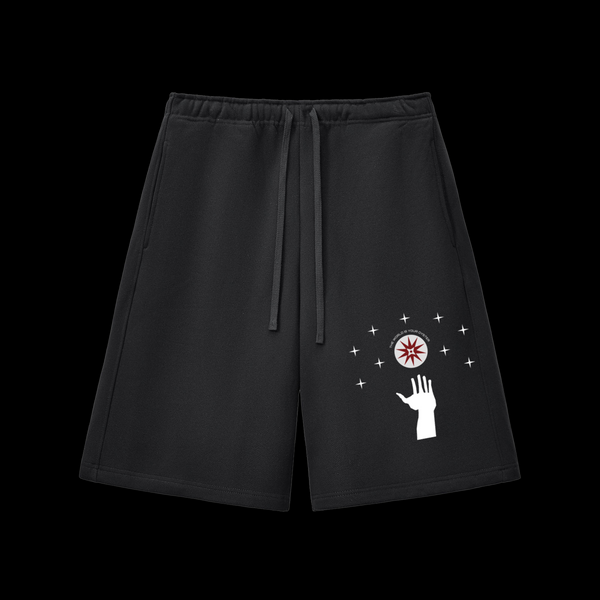 THE WORLD IS YOUR OYSTER HEAVYWEIGHT SHORTS - BLACK